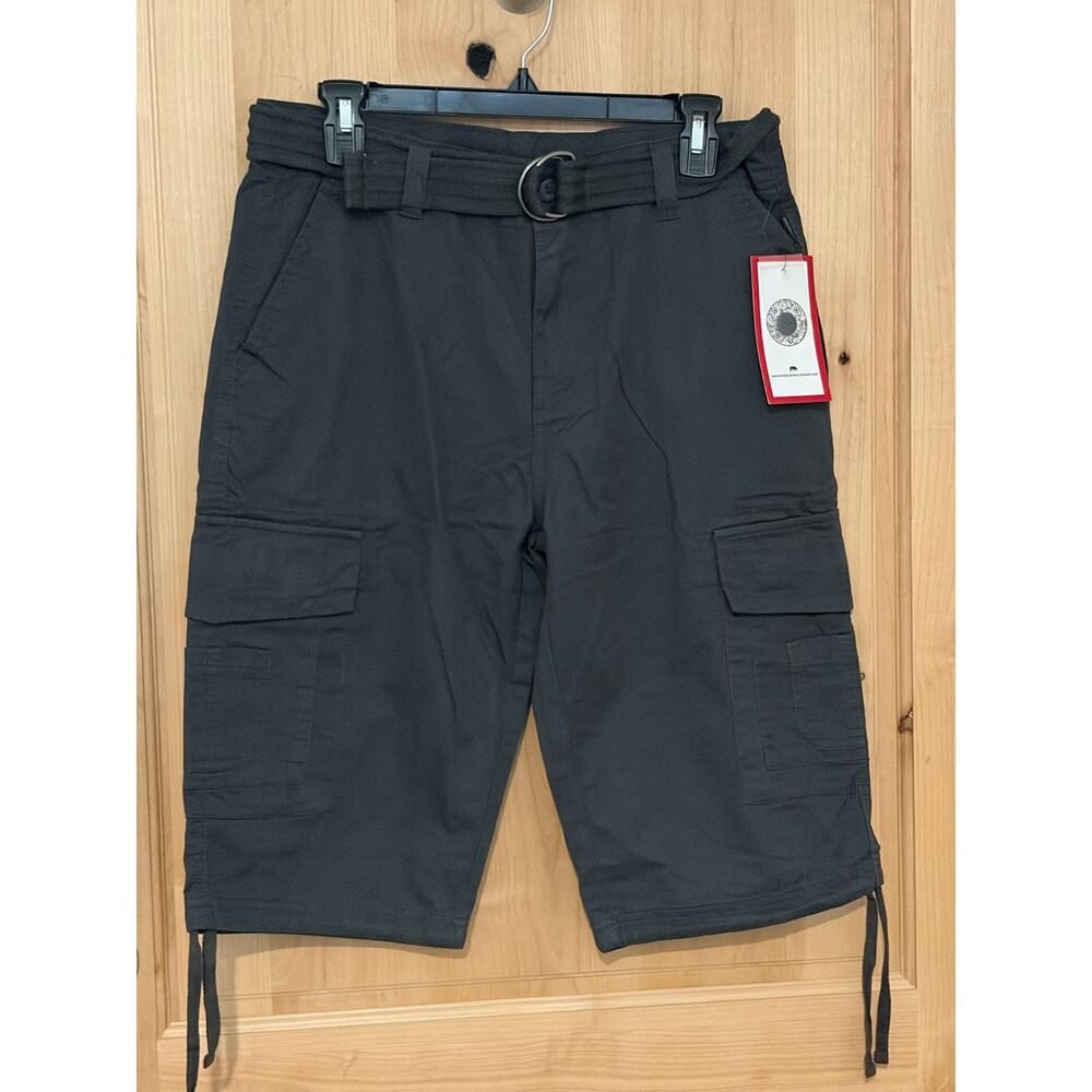 Ring of Fire Men's Delano Messenger Belted Cargo Shorts, 30 NWT